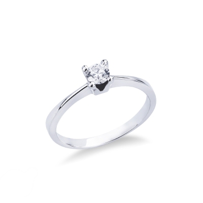 Prong-set solitaire 0.30ct diamond ring in 18kt white gold