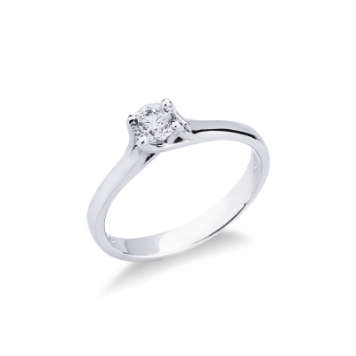 4 claw solitaire ring white gold 18k with a 0,40 ct diamond