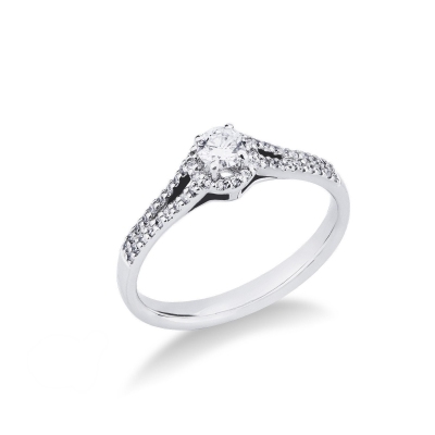 Solitaire diamond ring 0,20 ct white gold 18k