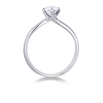 White gold 18k 4 prongs solitaire ring with a 0,50 ct diamond
