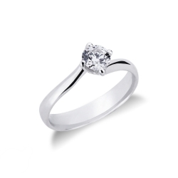 White gold 18k 4 claw solitaire ring with a 0,50 ct diamond 