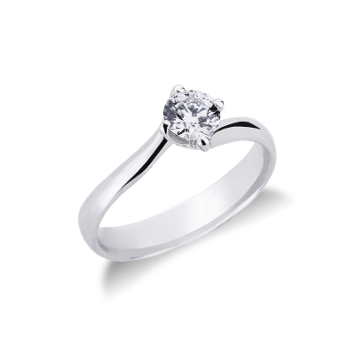 White gold 18k 4 prongs solitaire ring with a 0,50 ct diamond