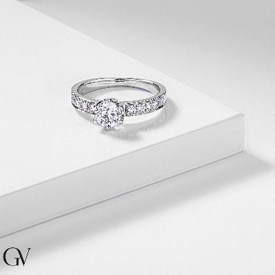 6 claw solitaire 0,80 ct diamond ring white gold 18k 