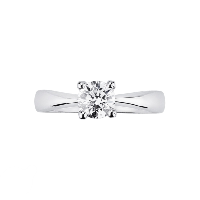 4 claw white gold 18k solitaire ring with a 0,90 ct diamond 