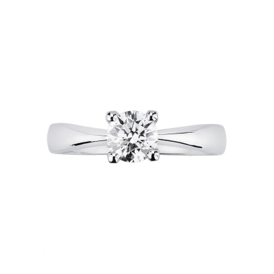 4 claw white gold 18k solitaire ring with a 0,90 ct diamond 