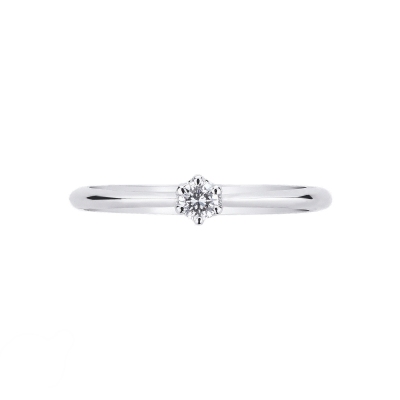 Solitaire Ring 18k White Gold with a 0,10 ct Diamond 