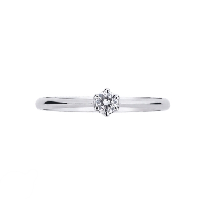 6 claw Solitaire diamond 0,15ct  18k White Gold