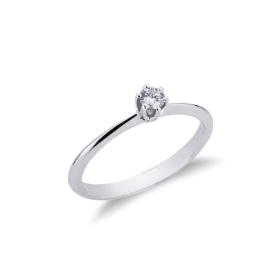 6 claw Solitaire diamond 0,15ct  18k White Gold