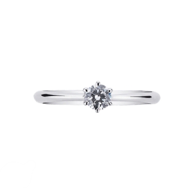 6 claw white gold 18k solitaire diamond ring 0,30ct 