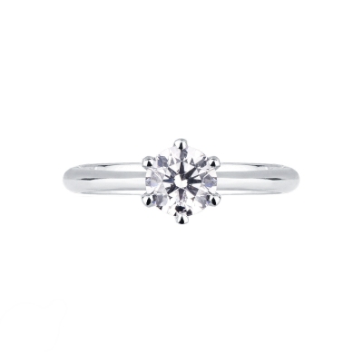 6 claw 0,70 ct diamond solitaire ring white gold 18k