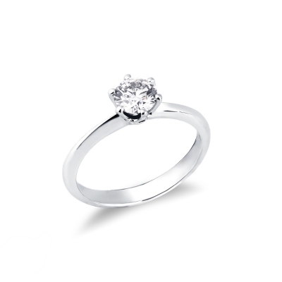 6 claw 0,70 ct diamond solitaire ring white gold 18k