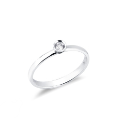 White gold 18k bezel solitaire diamond ring 0,10 ct