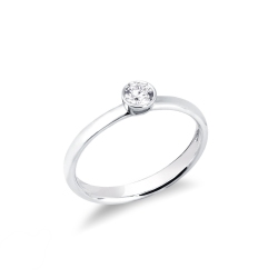White gold 18k bezel solitaire with 0,20 ct diamond
