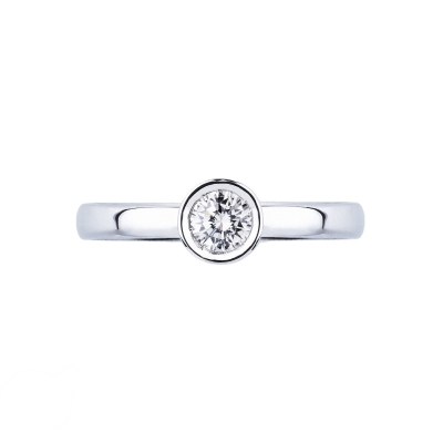 Bezel solitaire diamond ring 0,25 ct white gold 18k 
