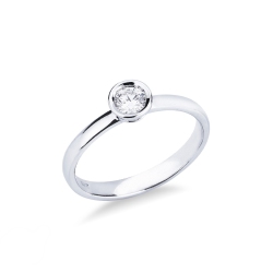 Bezel solitaire diamond ring 0,25 ct white gold 18k