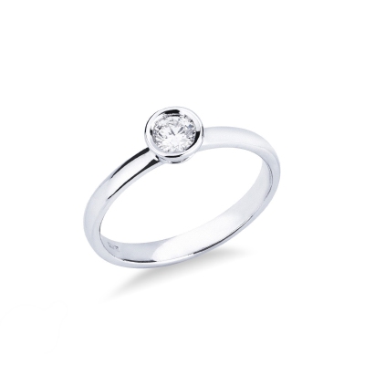 Bezel solitaire diamond ring 0,25 ct white gold 18k 