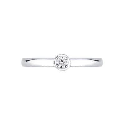 Bezel-set solitaire 0.30ct diamond ring in 18kt white gold 