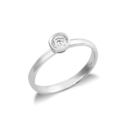 Bezel-set solitaire 0.30ct diamond ring in 18kt white gold