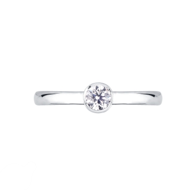Bezel-set solitaire 0.40ct diamond ring in 18kt white gold