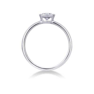 Bezel solitaire 0,50 ct diamond ring white gold 18k 