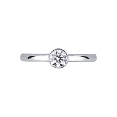 Bezel solitaire 0,50 ct diamond ring white gold 18k 