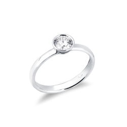 Bezel solitaire 0,50 ct diamond ring white gold 18k
