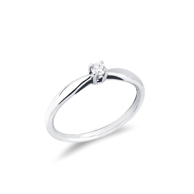 Solitaire Ring 18k White Gold with Diamond 