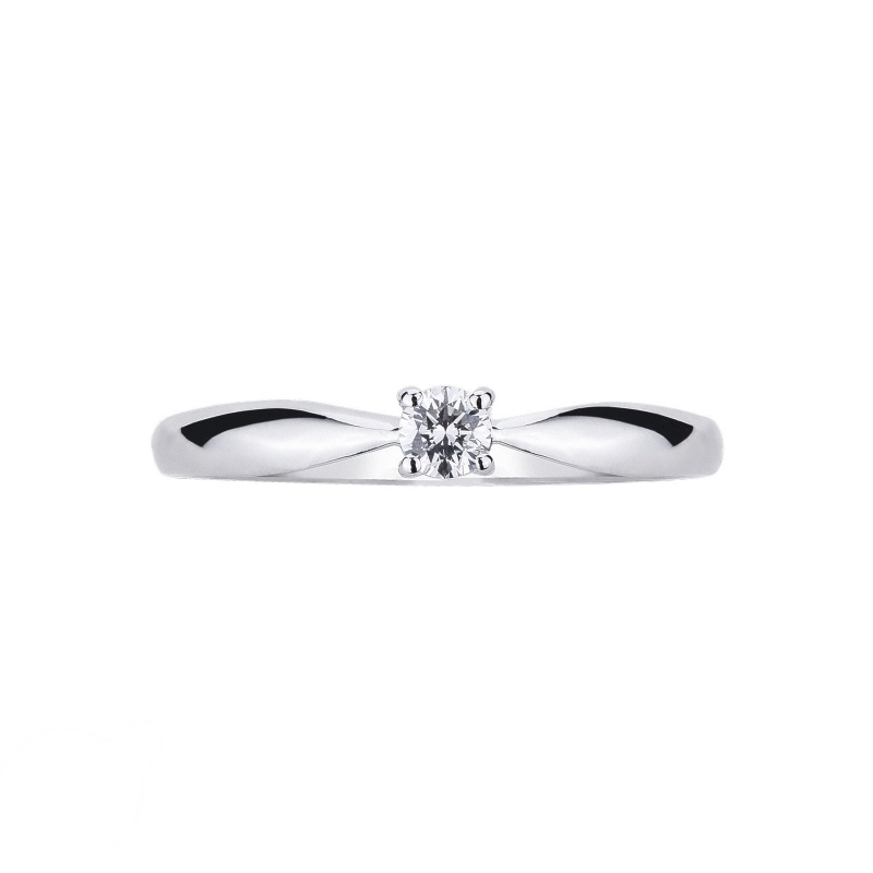 4 claw Solitaire Ring 18k White Gold with 0,15 ct Diamond 