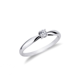 4 claw Solitaire Ring 18k White Gold with 0,15 ct Diamond