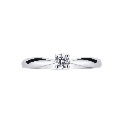 Solitaire Ring 18k White Gold with 0,20 ct Diamond 