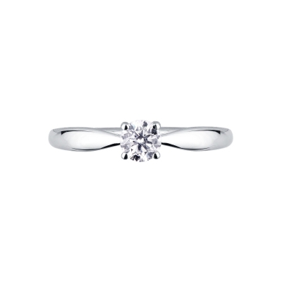 White gold 18k 4 claw solitaire ring with a 0,40 ct diamond 