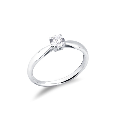 White gold 18k 4 claw solitaire ring with a 0,40 ct diamond 