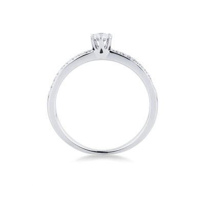 Solitaire ring in white gold 18k with diamonds, ct 0,10