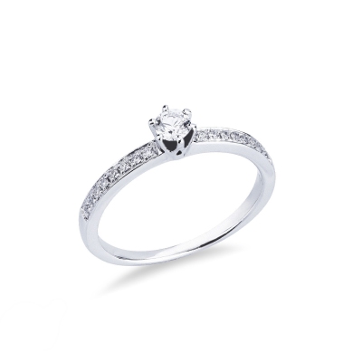 6 claw solitaire ring with a 0,20 ct diamond 