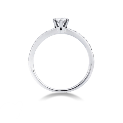 Solitaire ring with diamonds shoulder set, ct 0,25