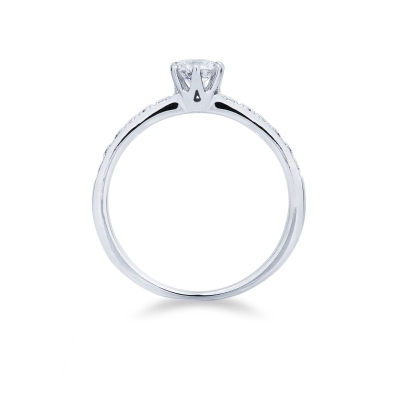 Solitaire type ring with diamonds and central diamond 0,40 ct