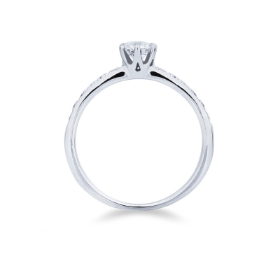 Solitaire type ring with central diamond 0,50 ct white gold 18k