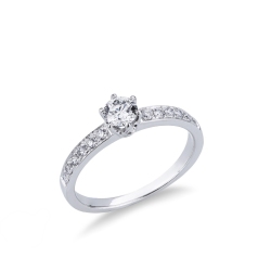 Solitaire type ring with central diamond 0,50 ct white gold 18k