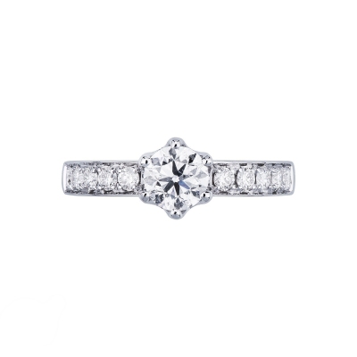 6 claw solitaire 0,80 ct diamond ring white gold 18k 