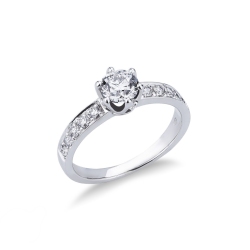 6 claw solitaire 0,80 ct diamond ring white gold 18k
