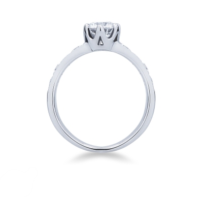 White gold 18k solitaire ring with central diamond 0,90 ct 