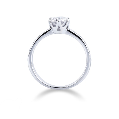 White gold 18k solitaire type diamond ring with central diamond 1ct