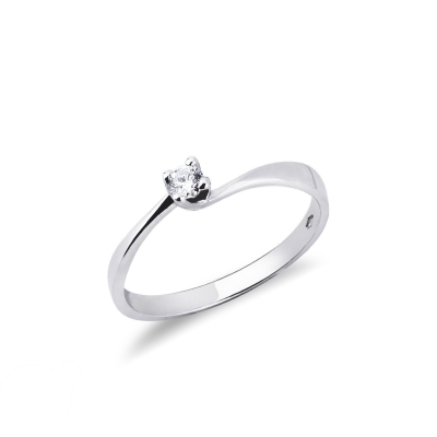 4 claw solitaire diamond ring Valentino Model 0,10 ct