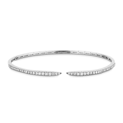 18k white gold spring bracelet open with diamonds