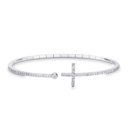 18k white gold spring bracelet with cross in diamonds