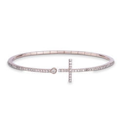 18k rose gold bracelet with cross in diamonds