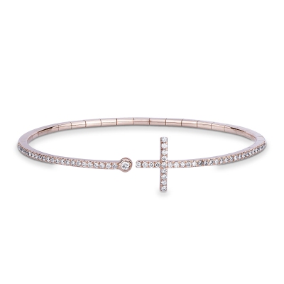 18k rose gold bracelet with cross in diamonds 