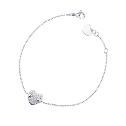 Heart pavè diamonds bracelet in white gold 750