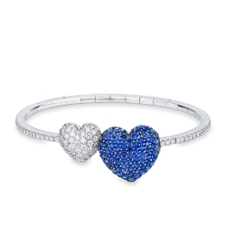 18k white gold bracelet with hearts in blue sapphires and diamonds