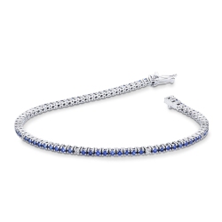 Tennis bracelet in white gold 750 with blue sapphires and diamonds